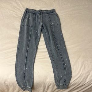 Joggers with acid wash denim print